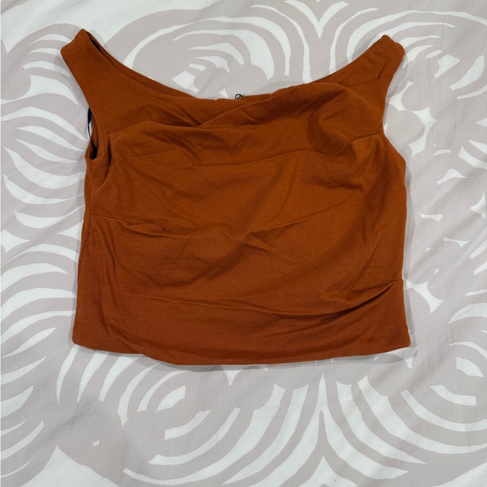 NWT Zara Rust Off-Shoulder Crop Top